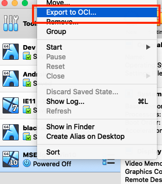 The VirtualBox Export Option