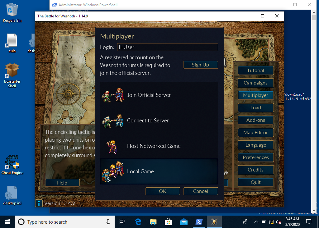 Wesnoth's Local Game Option