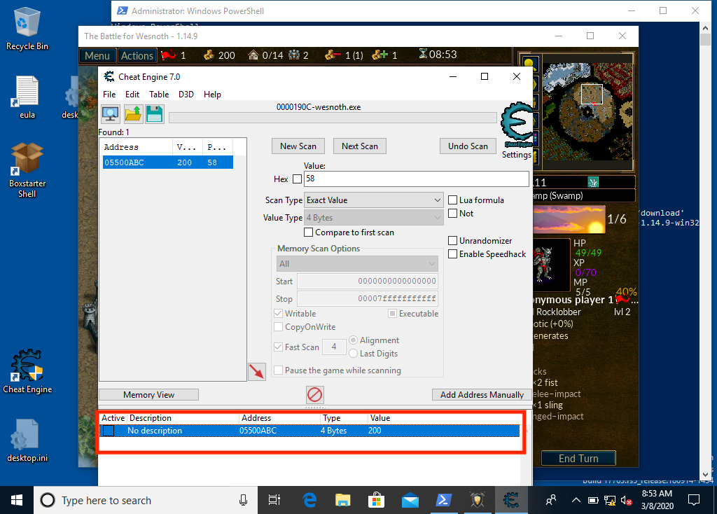 Altering the Player's Gold Memory Address in CheatEngine