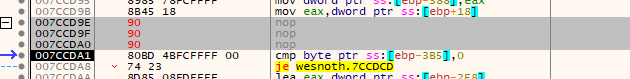 The Change Gold Code Changed After Filling the sub Instruction With NOPs