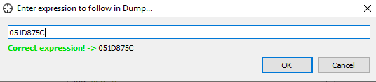 Entering the Player's Gold Address in x64dbg's Navigation Feature