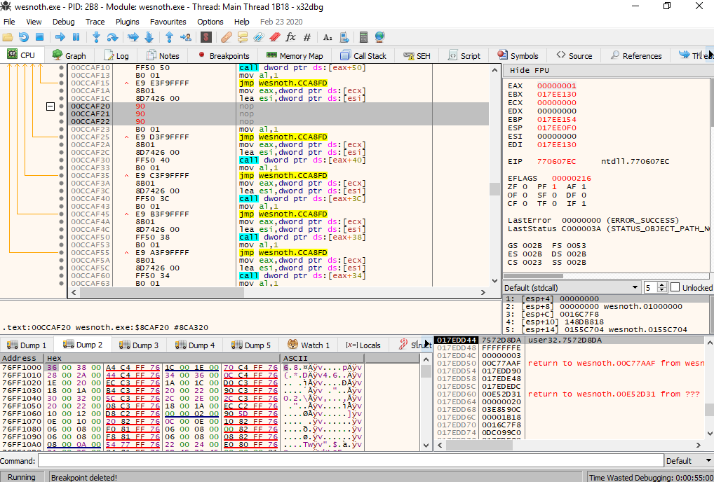 Code After NOPing out the Recruiting Operation