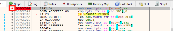 Setting a Breakpoint in x64dbg on the Player Gold Subtraction Code
