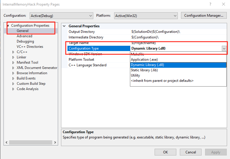 Project Configuration Menus