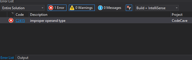 Error when jumping to a static address