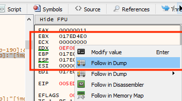 Follow in dump action