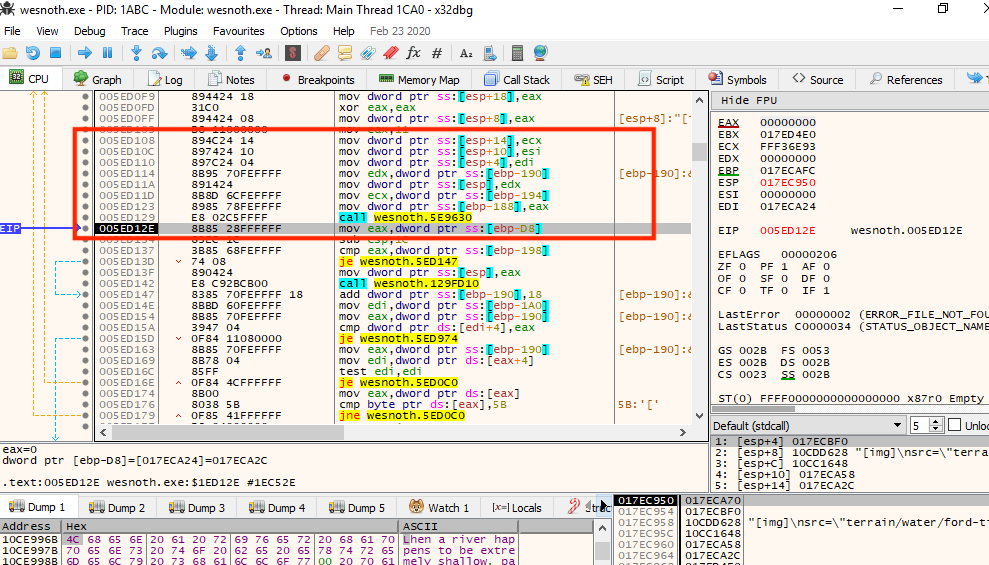 Breakpoint on text byte
